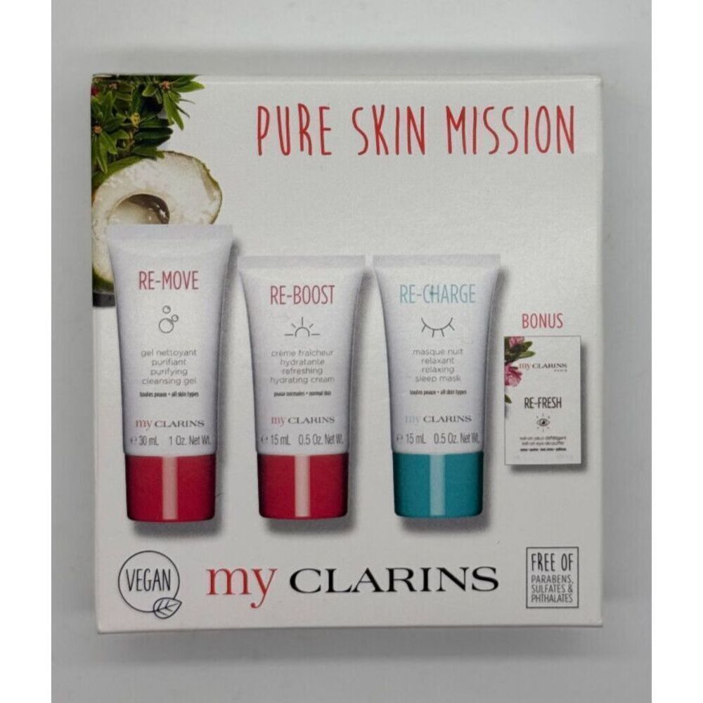 Clarins Pure Skin Mission 3-Pcs Set ($39 VALUE)- NEW IN BOX